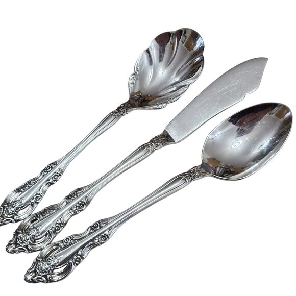 3pc Oneida SILVER ARTISTRY Serving Set teaspoon & sugar spoon butter knife 1965 - Picture 3 of 14
